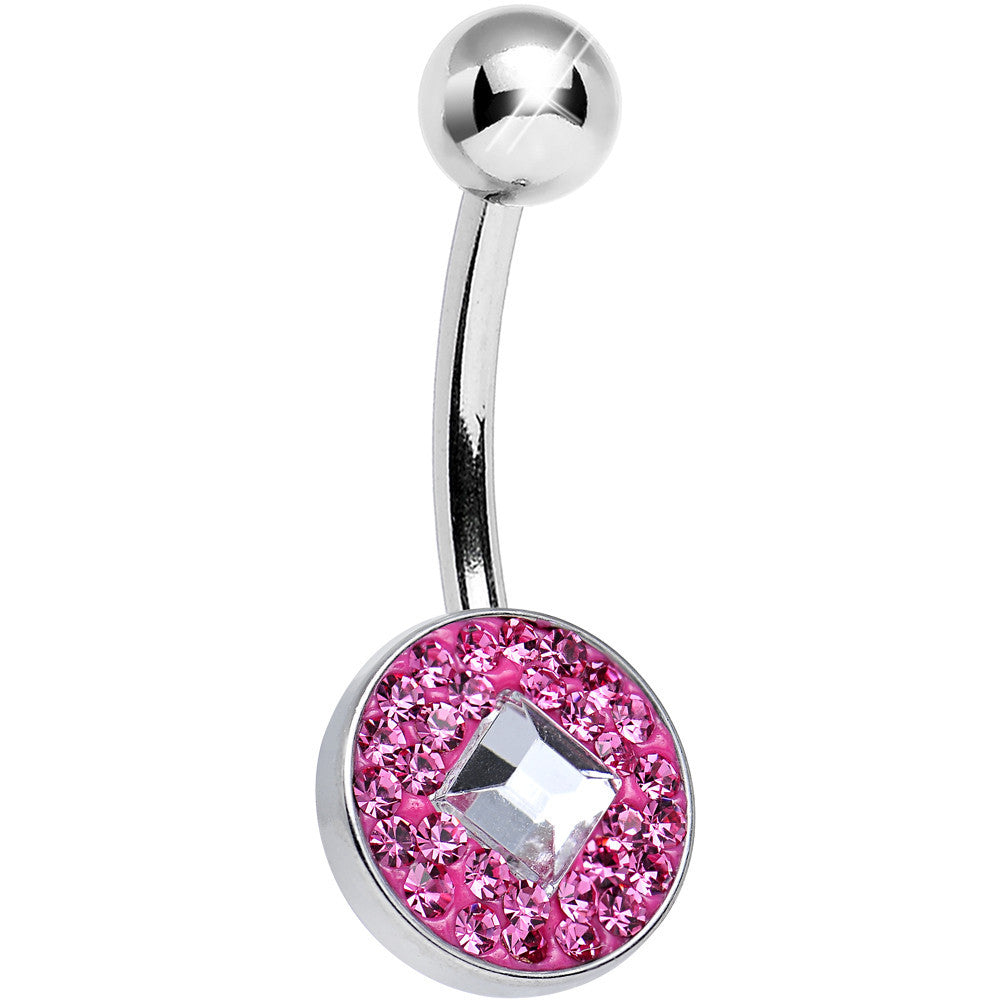 BodyCandy Pink Gem Medallion with Clear Gem Diamond Core Belly Ring — main product shot