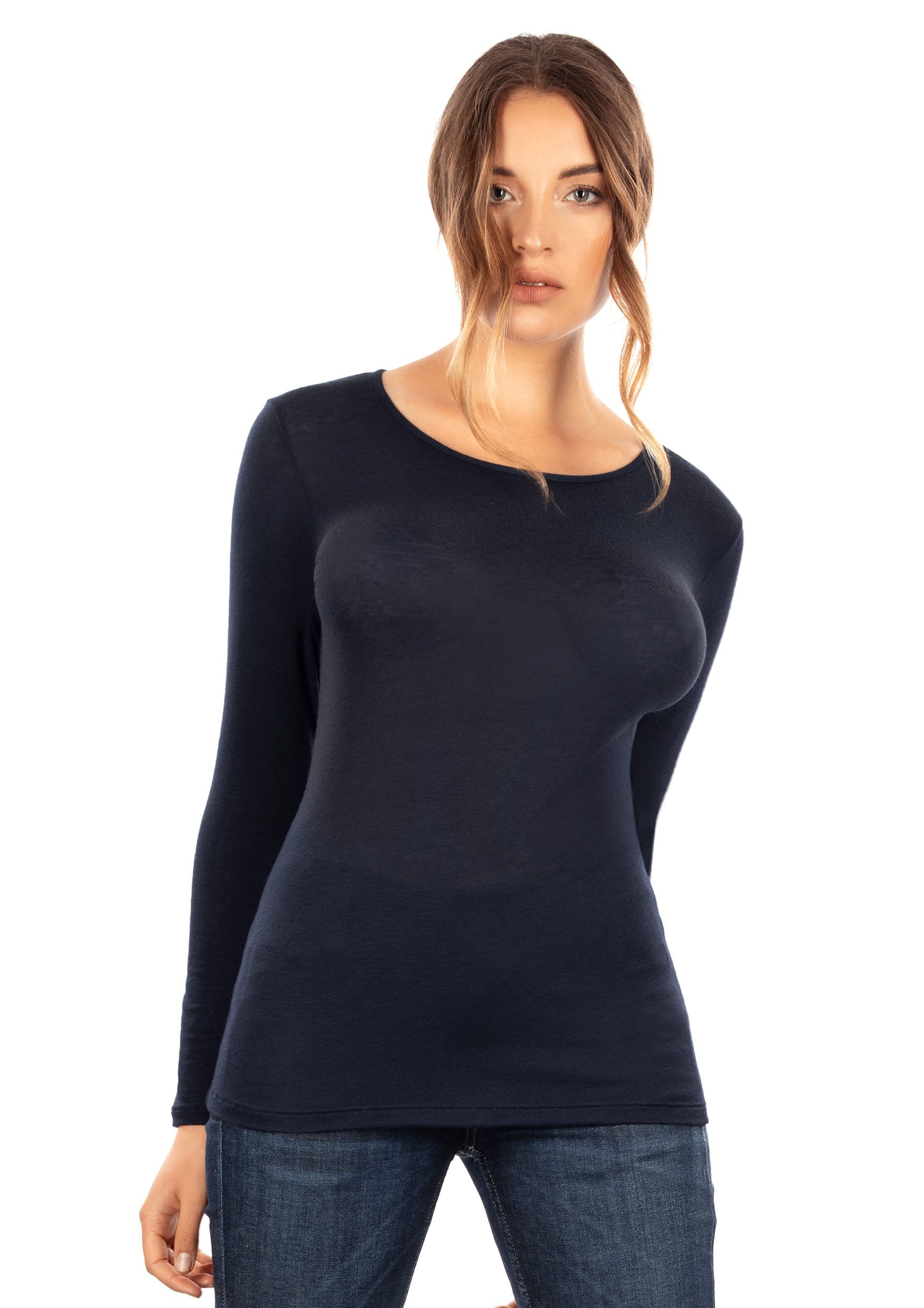tittimitti EGI Exclusive Collections Women's Modal Cashmere Blend Long Sleeves Scoop Neck Top. Proudly Made in Italy. — lifes