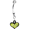 BodyCandy Yellow Gem Black Framed Keyhole Heart Dangle Belly Ring — main product shot