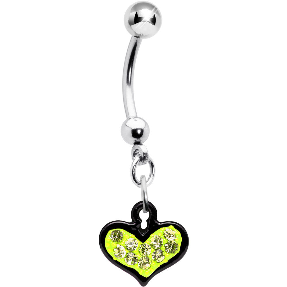 BodyCandy Yellow Gem Black Framed Keyhole Heart Dangle Belly Ring — main product shot