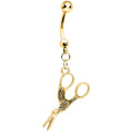 BodyCandy Gold Plated Optical Illusion Scissor Dangle Belly Ring — main product shot