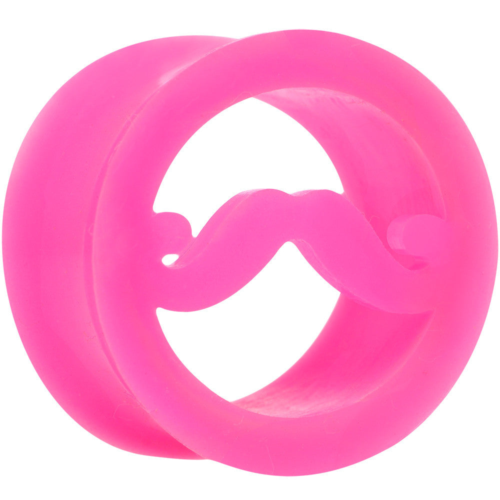 BodyCandy 18mm Pink Silicone Dapper Mustache Tunnel Plug — main product shot