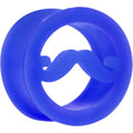 BodyCandy 18mm Blue Silicone Dapper Mustache Tunnel Plug — main product shot
