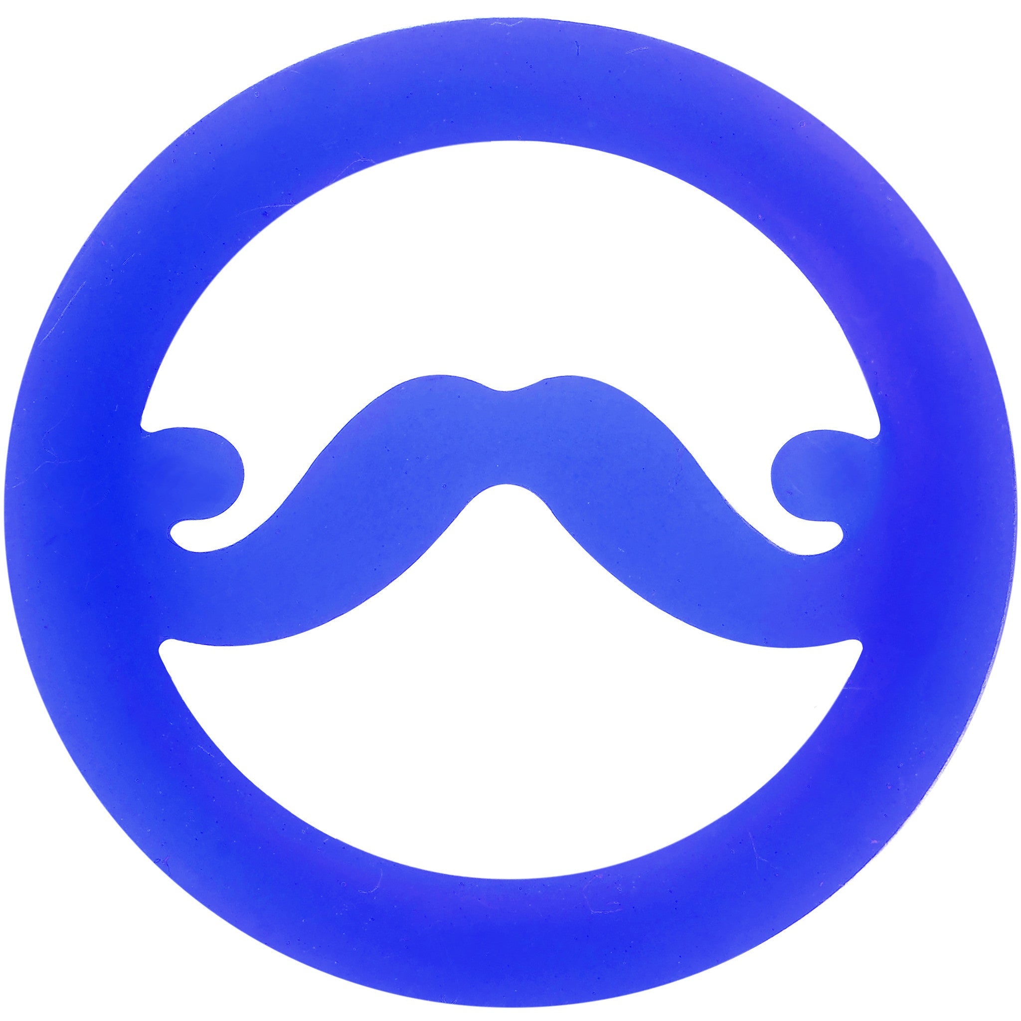 BodyCandy 18mm Blue Silicone Dapper Mustache Tunnel Plug — detail close-up