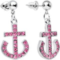 BodyCandy Pink Gem Bright Boat Brake Anchor Dangle Post Earrings — main product shot