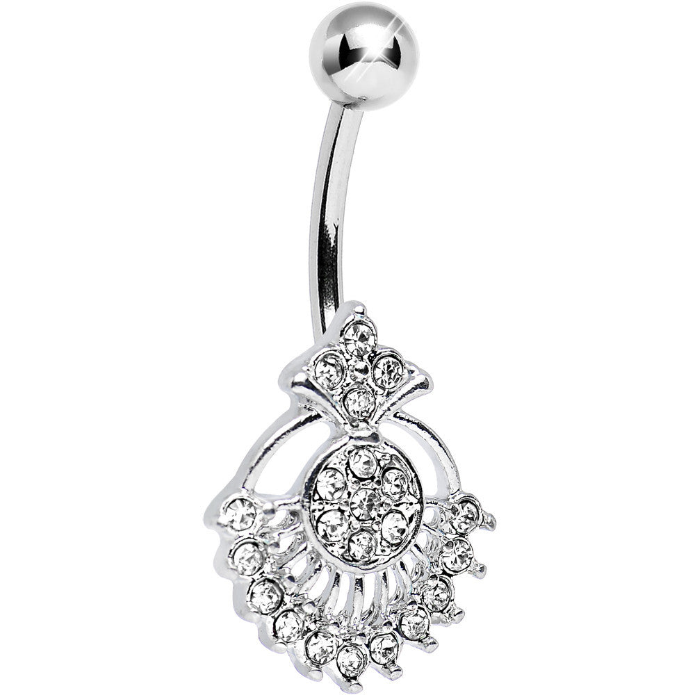BodyCandy Clear Crystal Sparkling Victoriana Opera Fan Belly Ring — main product shot