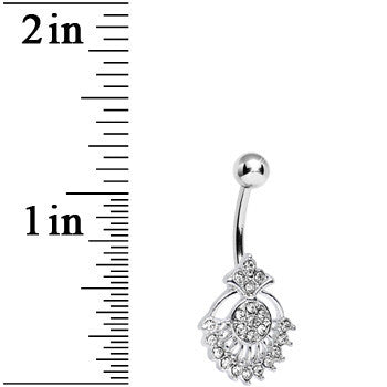 BodyCandy Clear Crystal Sparkling Victoriana Opera Fan Belly Ring — detail close-up