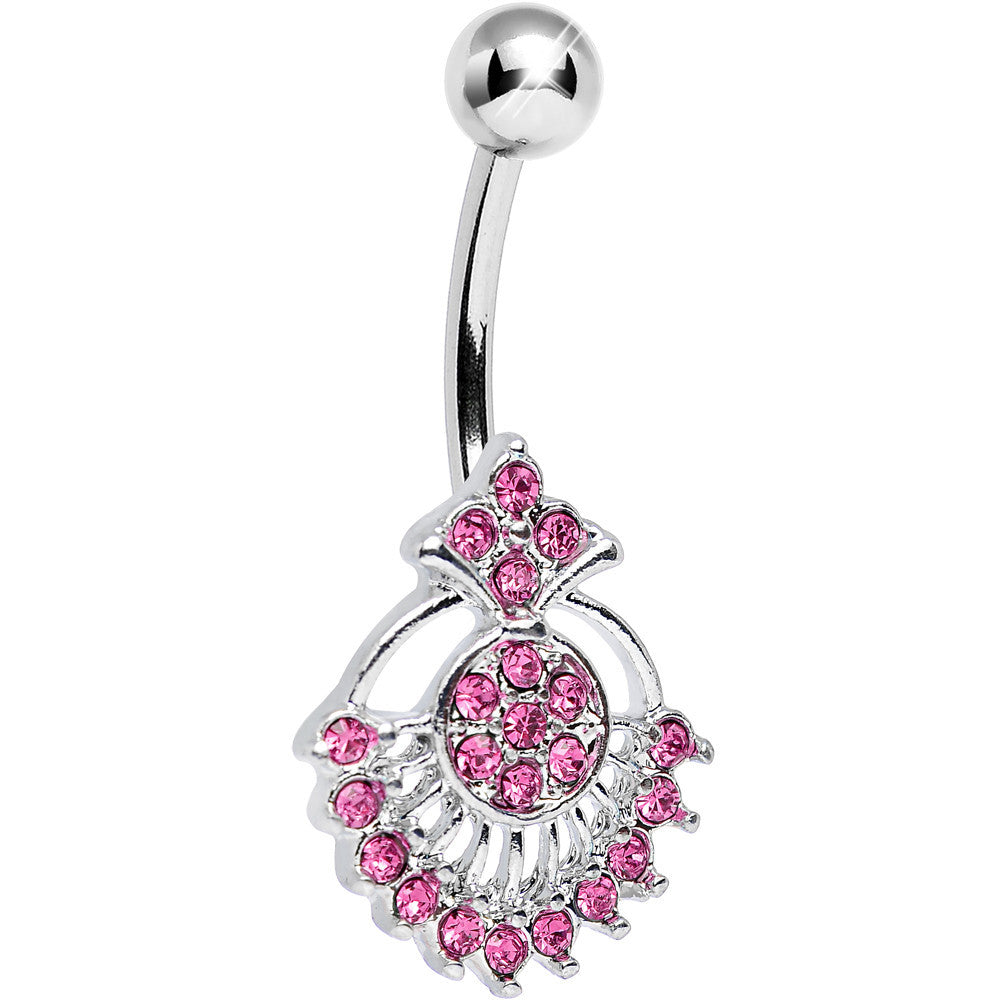 BodyCandy Pink Crystal Sparkling Victoriana Opera Fan Belly Ring — main product shot