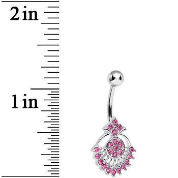 BodyCandy Pink Crystal Sparkling Victoriana Opera Fan Belly Ring — detail close-up