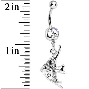 BodyCandy Clear Gem Coral Reef Tropical Fish Dangle Belly Ring — detail close-up