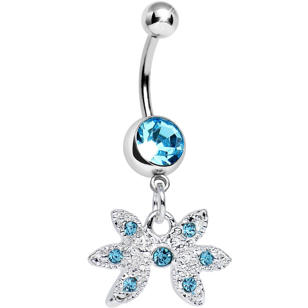 BodyCandy Aqua Gem New Orleans Mardi Gras Mask Dangle Belly Ring — main product shot