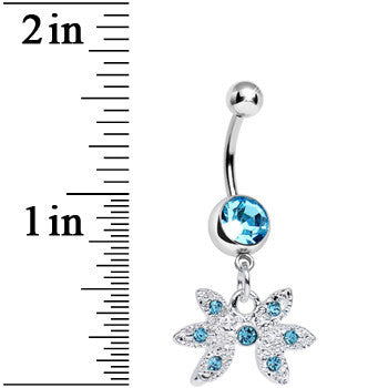 BodyCandy Aqua Gem New Orleans Mardi Gras Mask Dangle Belly Ring — detail close-up