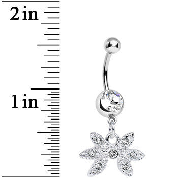 BodyCandy Clear Gem New Orleans Mardi Gras Mask Dangle Belly Ring — detail close-up