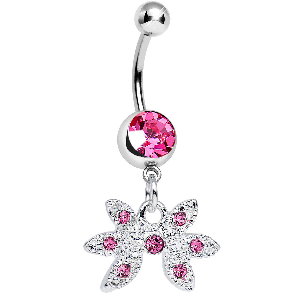 BodyCandy Pink Gem New Orleans Mardi Gras Mask Dangle Belly Ring — main product shot