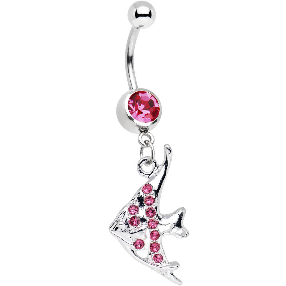 BodyCandy Pink Gem Coral Reef Tropical Fish Dangle Belly Ring — main product shot