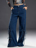 Lace-Up Wide Leg Jeans