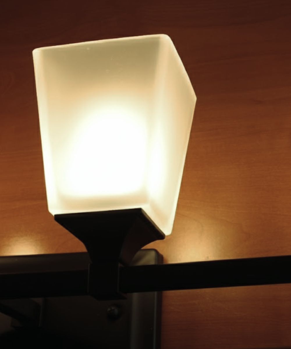 27"W 4-Light LED Bath Vanity Light Fixture Oil Rubbed Bronze Finish with Square Glass Shades – LampsUSA, view 9