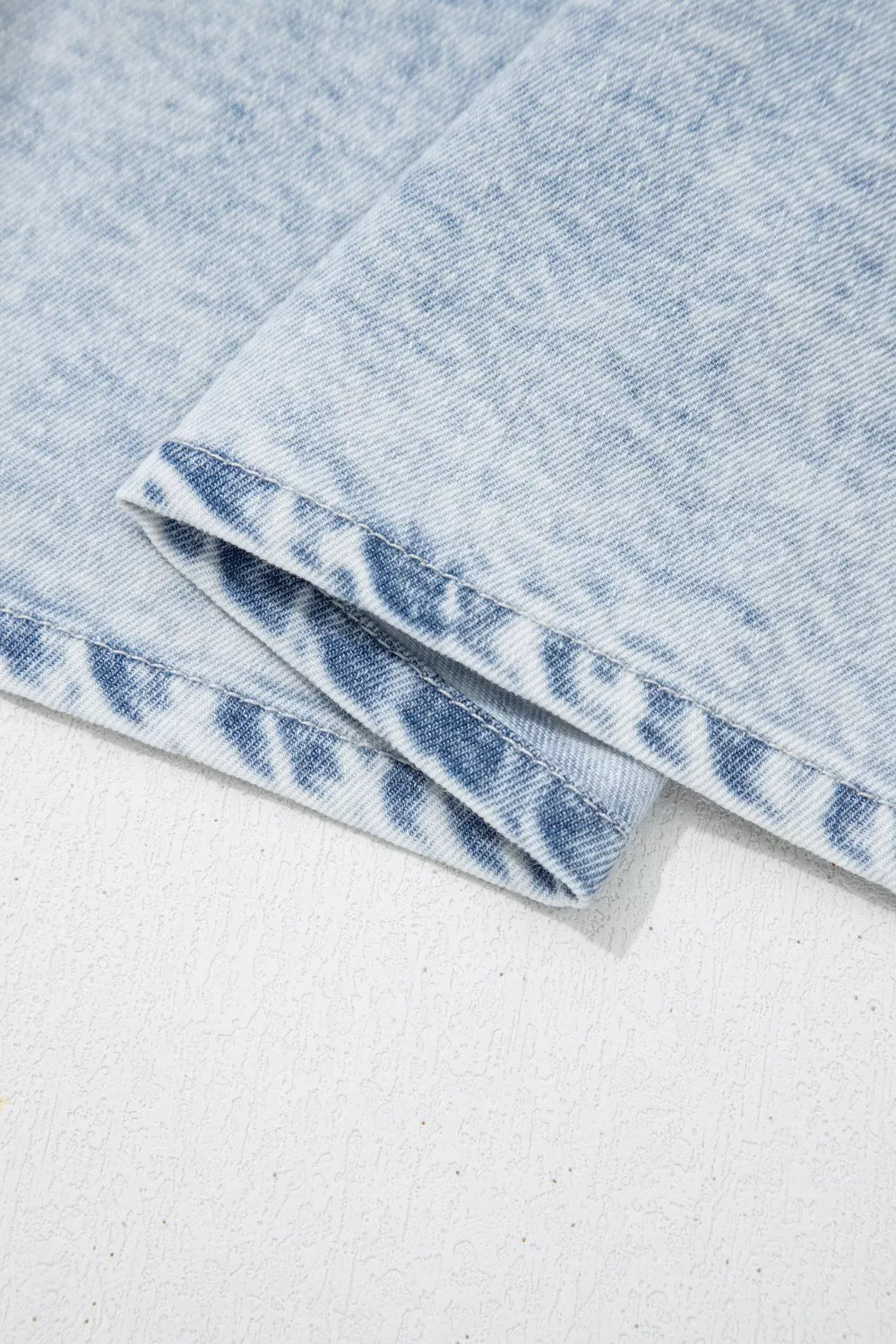 Ruffle Pleated Detail Vintage Washed Denim Top