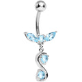 BodyCandy Aqua Cubic Zirconia Flight to Infinity Dangle Belly Ring — main product shot