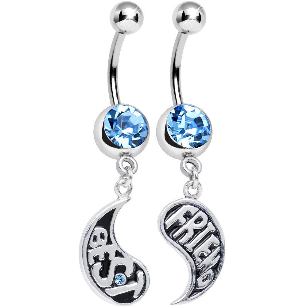 BodyCandy Aqua Gem Rainy Day Best Friend Raindrop Dangle Belly Ring Set — main product shot