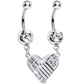 BodyCandy Clear Gem Holding Hands Best Friend Heart Dangle Belly Ring Set — main product shot