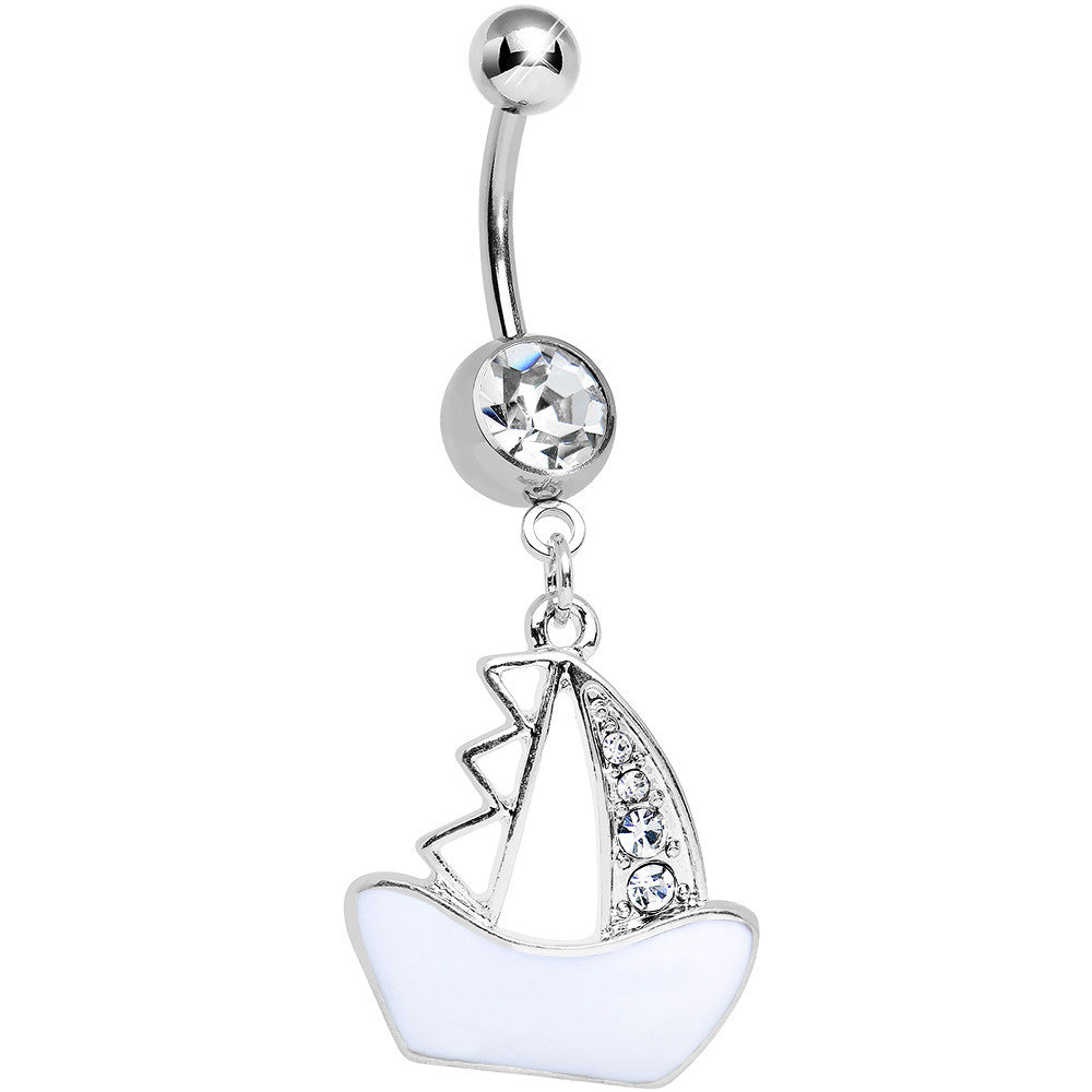 BodyCandy Clear Gem Mediterranean Sailboat Dangle Belly Ring — main product shot