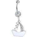 BodyCandy Clear Gem Mediterranean Sailboat Dangle Belly Ring — main product shot