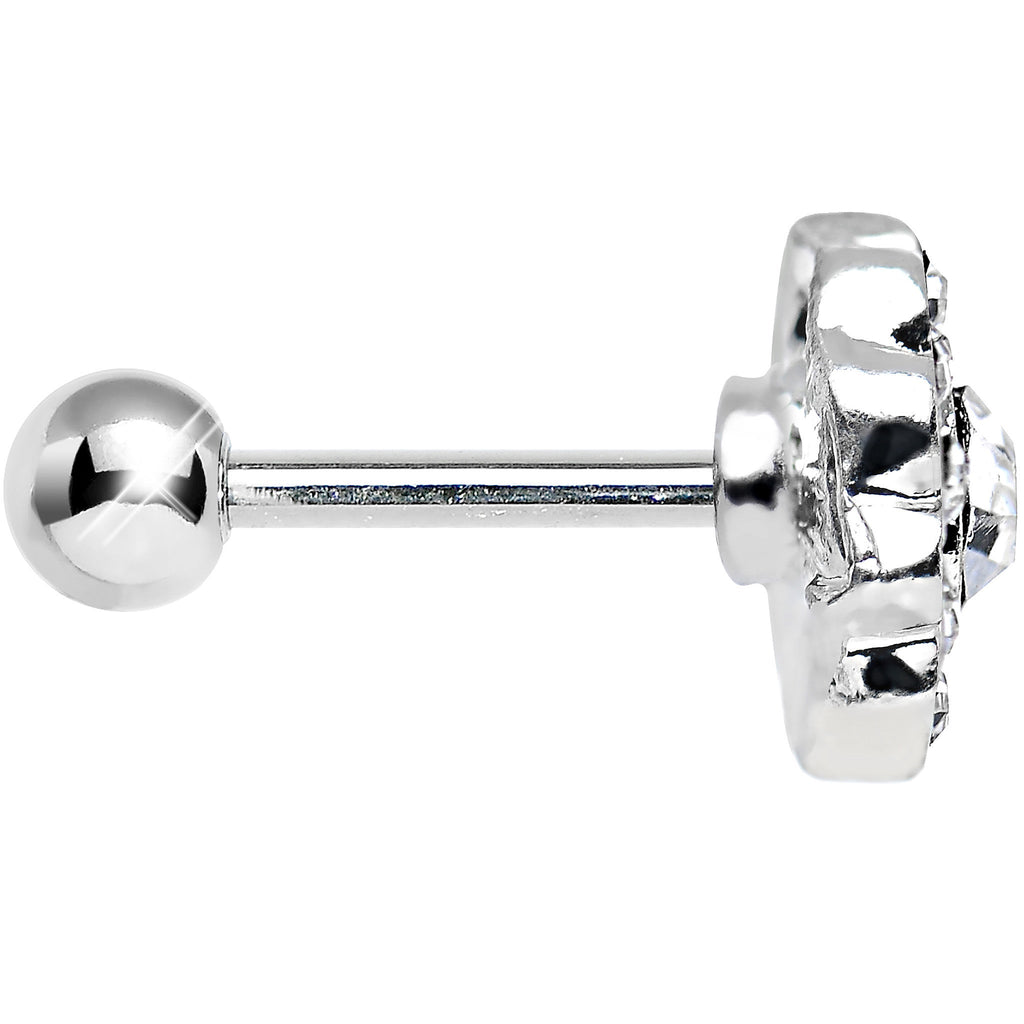 BodyCandy 18G Clear CZ Sparkling Flower Cartilage Tragus Earring — detail close-up