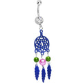 BodyCandy Clear Double CZ Pearly Purple Reverie Dreamcatcher Dangle Belly Ring — main product shot