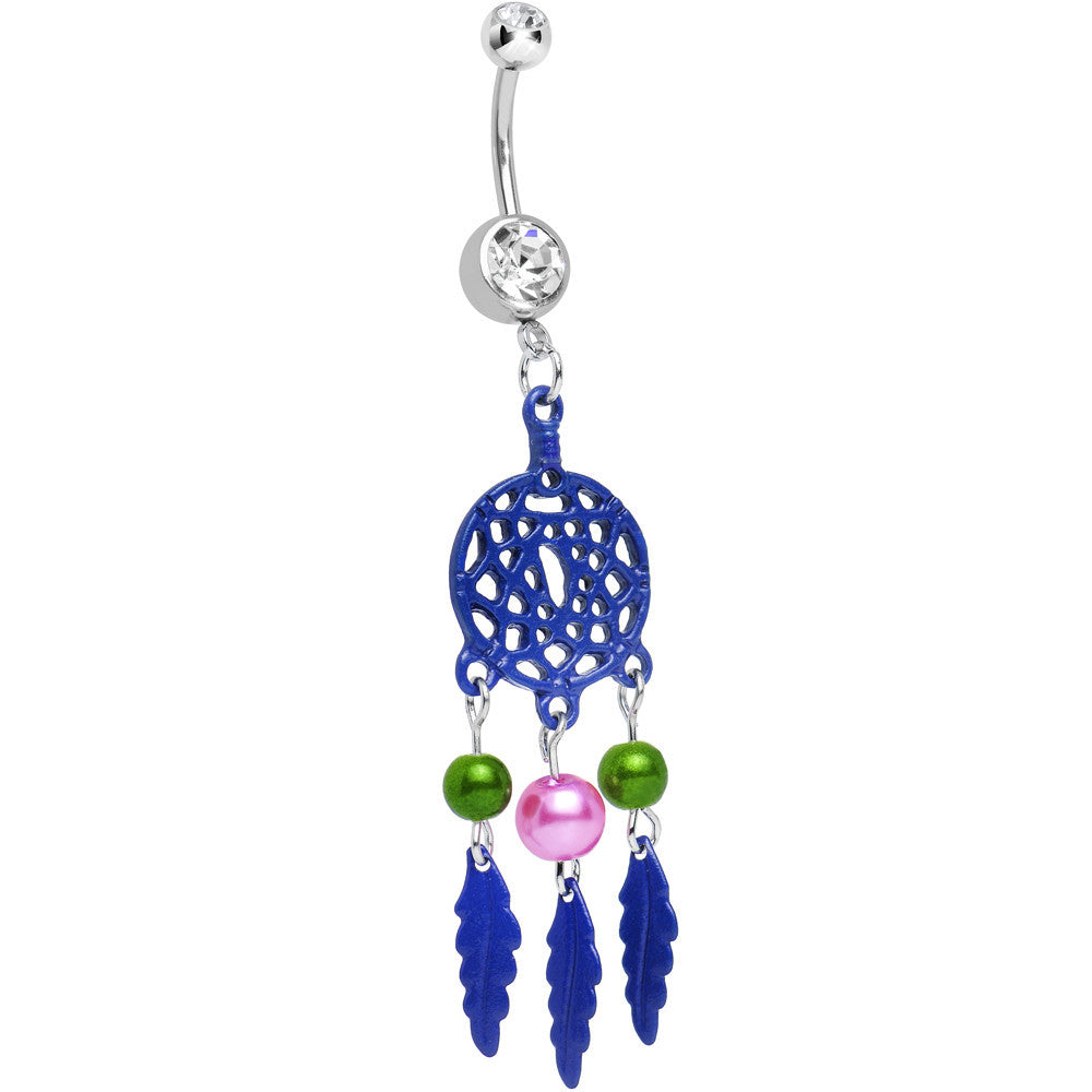 BodyCandy Clear Double CZ Pearly Purple Reverie Dreamcatcher Dangle Belly Ring — main product shot