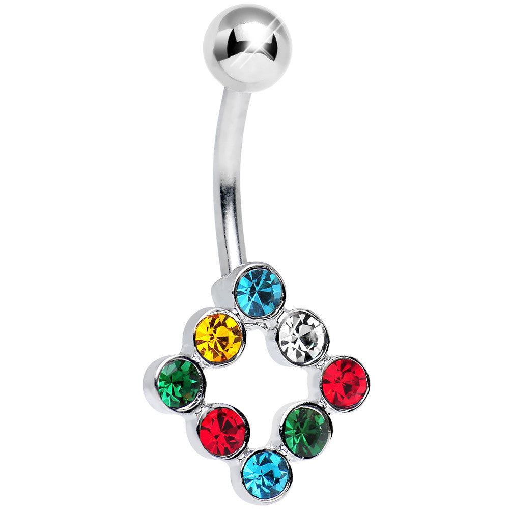 BodyCandy Multicolored Gem Universal Flux Inverse Square Belly Ring — main product shot