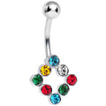 BodyCandy Multicolored Gem Universal Flux Inverse Square Belly Ring — main product shot