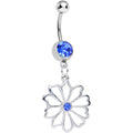 BodyCandy Blue CZ Sunny Season Hollow Flower Dangle Belly Ring — main product shot