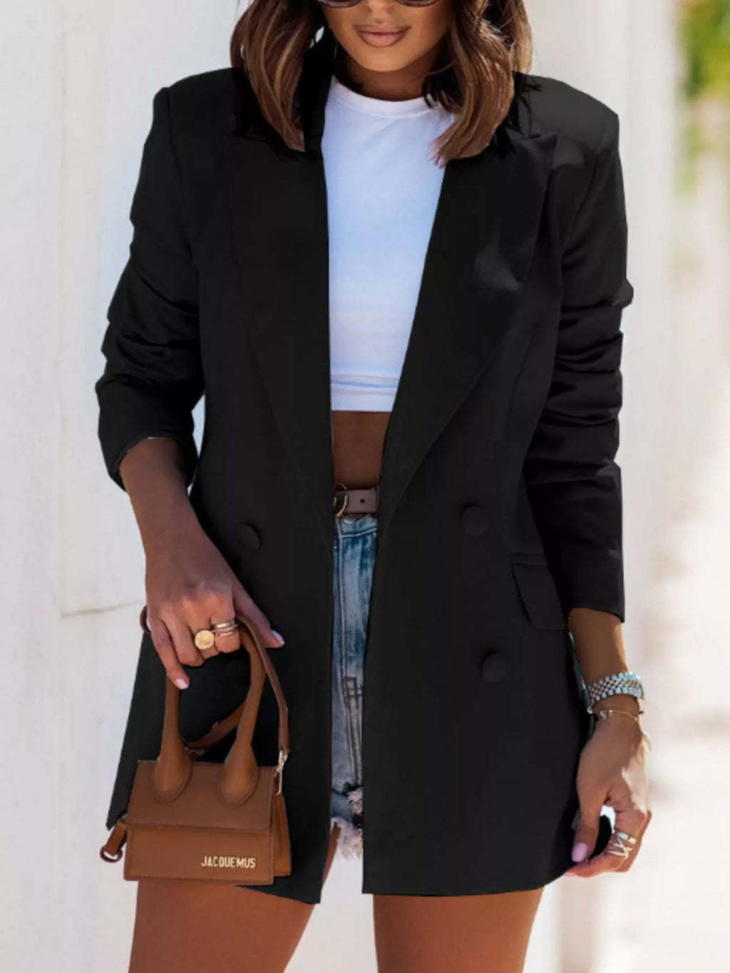 Lapel Collar Long Sleeve Blazer