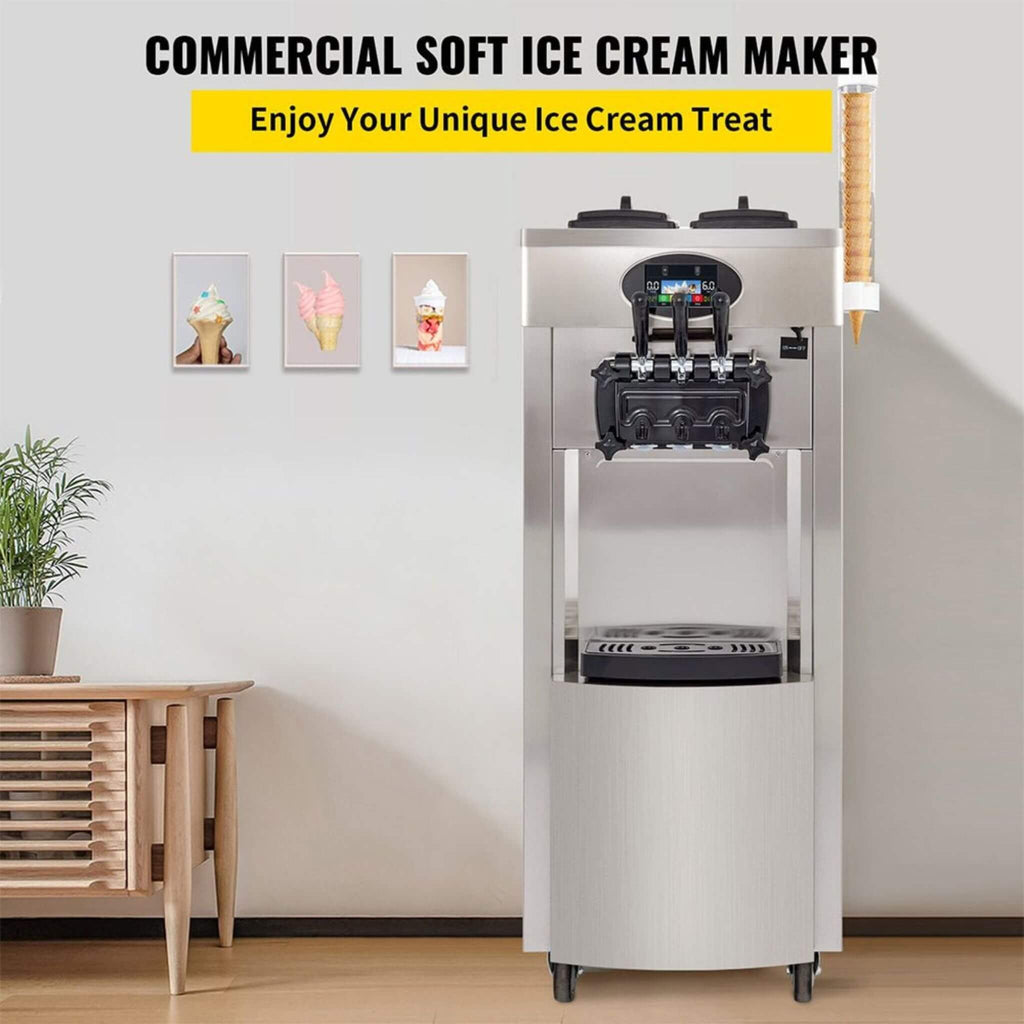 53-Inch Freestanding 3-Flavors Commercial Soft Serve Yogurt Ice Cream Machine Maker With Auto Clean (SAK74031) – SAKSBY WHOLE