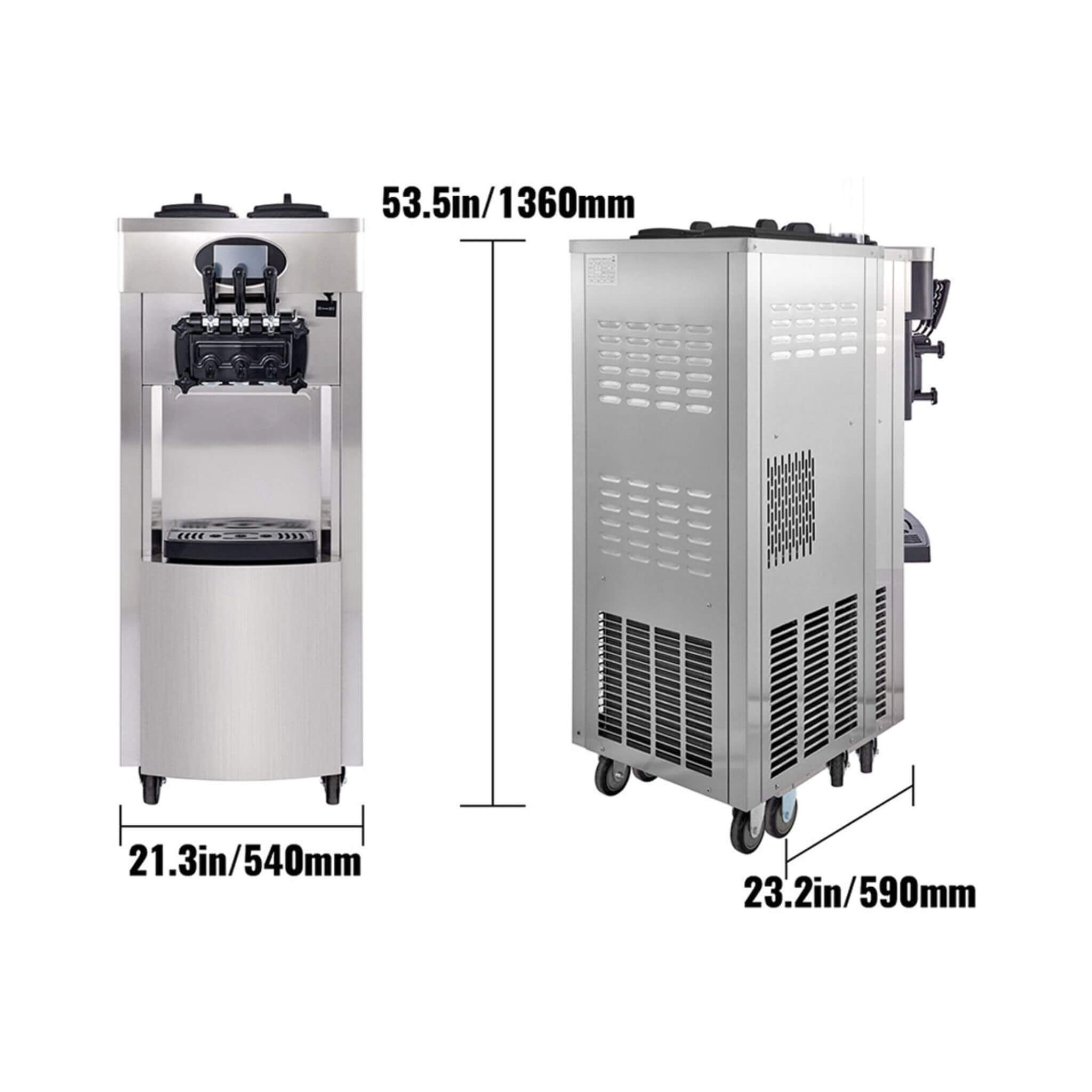 53-Inch Freestanding 3-Flavors Commercial Soft Serve Yogurt Ice Cream Machine Maker With Auto Clean (SAK74031) – SAKSBY WHOLE