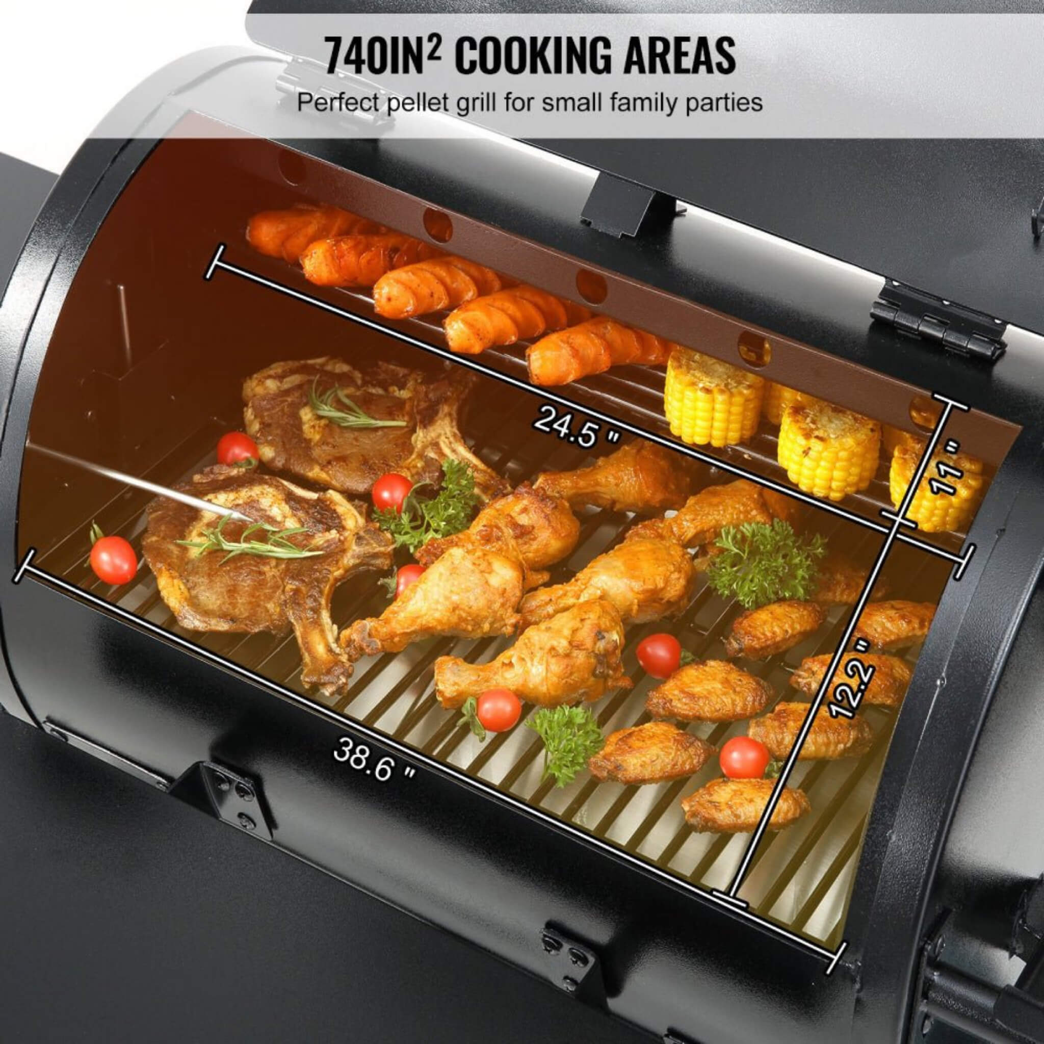 53-Inch Heavy-Duty Portable Wood Pellet BBQ Grill With Cart (SAK93641) – SAKSBY WHOLESALE, view 13