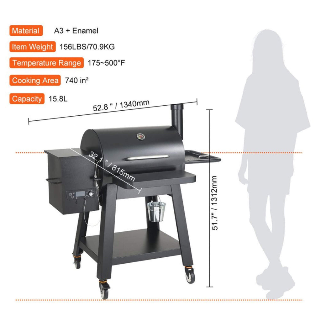 53-Inch Heavy-Duty Portable Wood Pellet BBQ Grill With Cart (SAK93641) – SAKSBY WHOLESALE, view 12