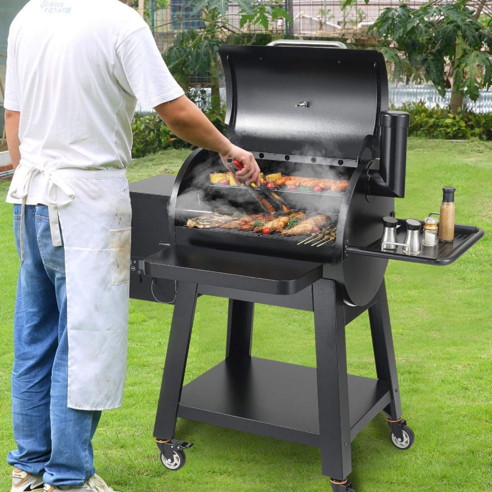 53-Inch Heavy-Duty Portable Wood Pellet BBQ Grill With Cart (SAK93641) – SAKSBY WHOLESALE, view 7