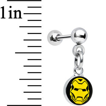 BodyCandy Licensed Iron Man Stainless Steel Dangle Cartilage Earring — detail close-up