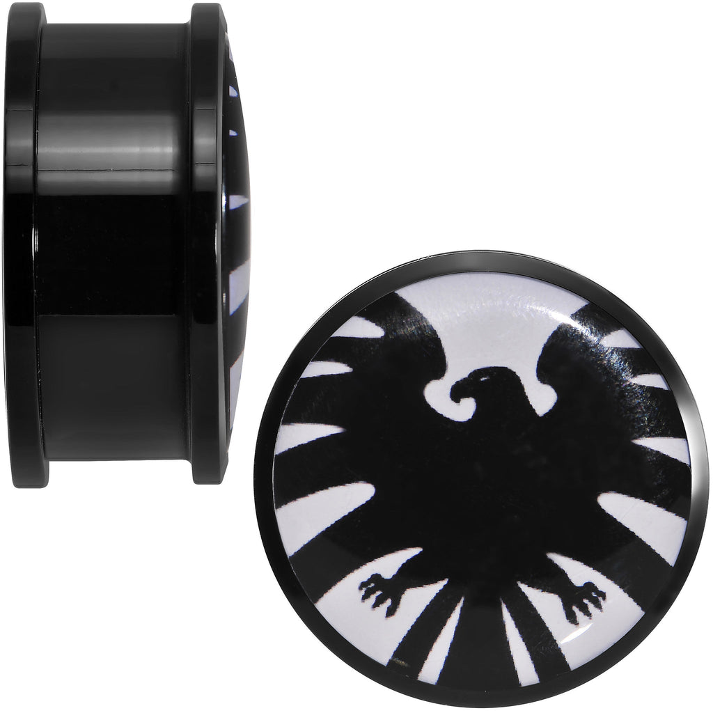 BodyCandy 1 inch Licensed Hawkeye Logo Acrylic Screw Fit Plugs Set — detail close-up