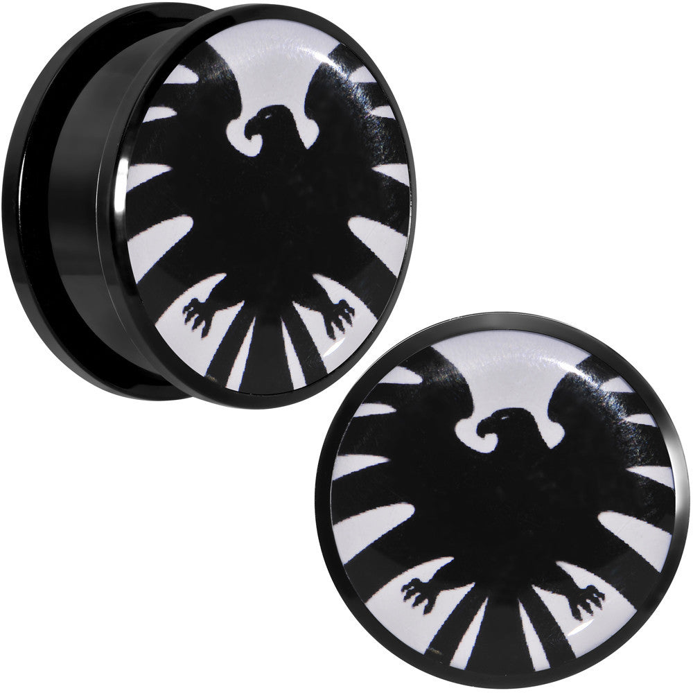 BodyCandy 1 inch Licensed Hawkeye Logo Acrylic Screw Fit Plugs Set — main product shot