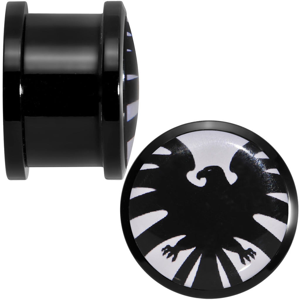 BodyCandy 5/8 Licensed Hawkeye Logo Acrylic Screw Fit Plugs Set — detail close-up