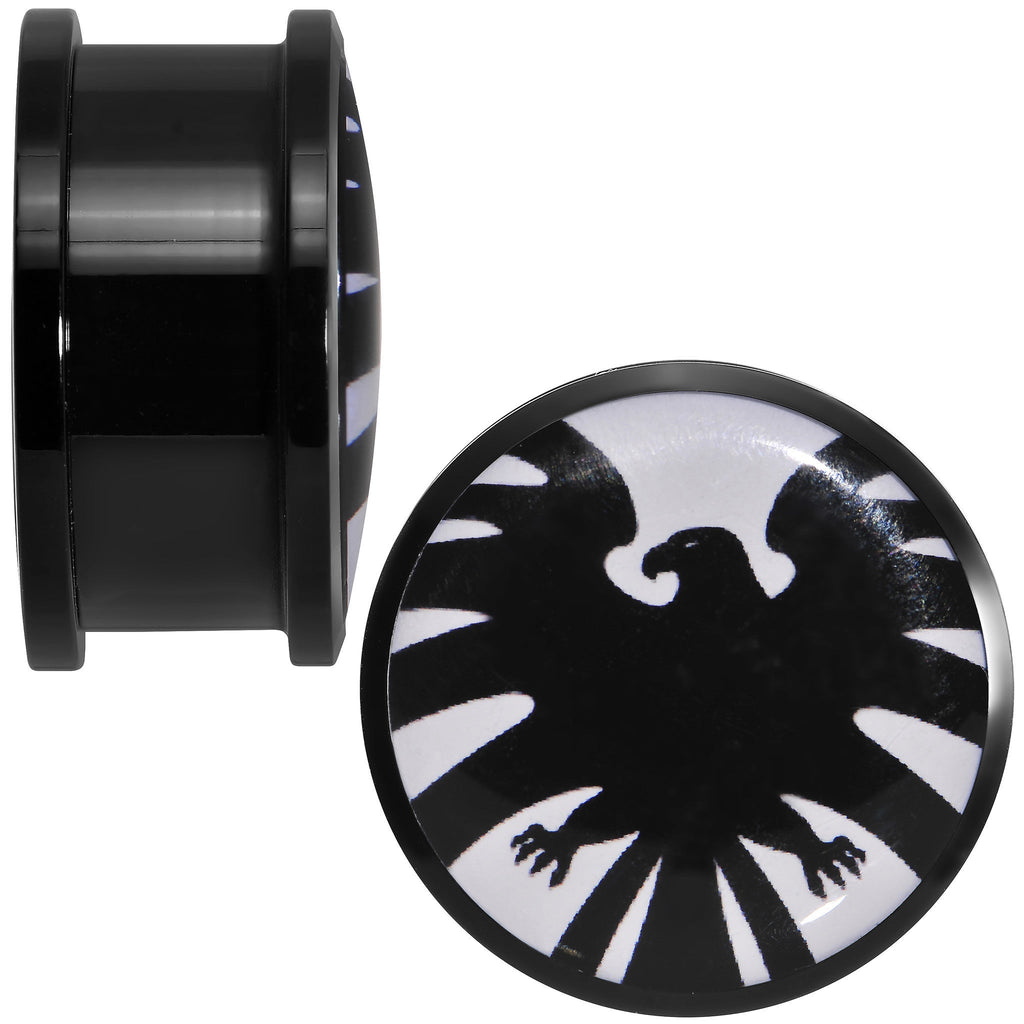BodyCandy 7/8 Licensed Hawkeye Logo Acrylic Screw Fit Plugs Set — detail close-up