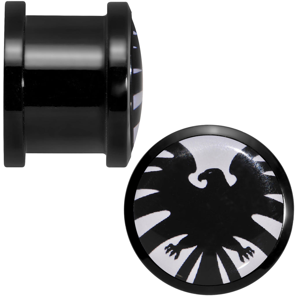 BodyCandy 9/16 Licensed Hawkeye Logo Acrylic Screw Fit Plugs Set — detail close-up