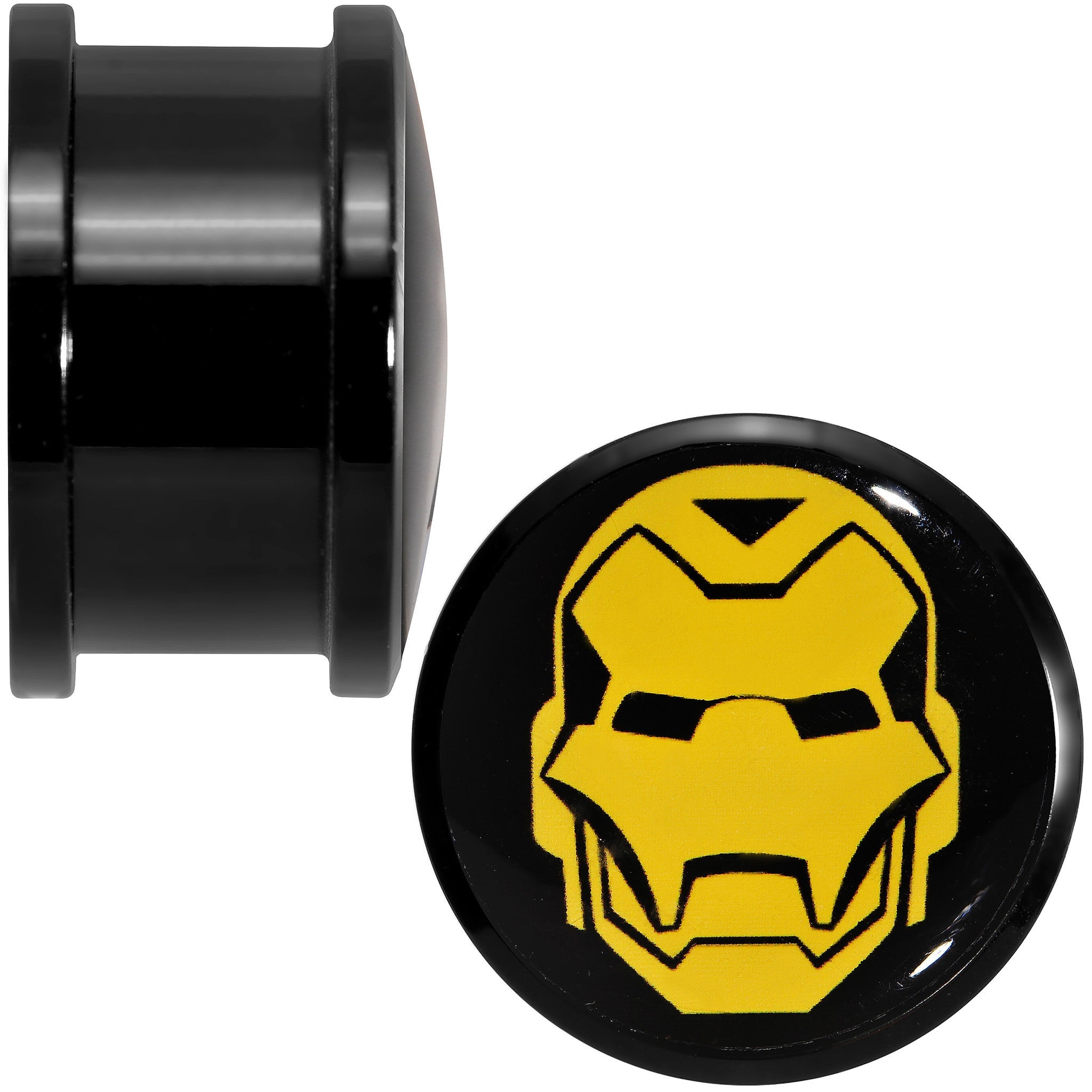 BodyCandy 3/4 Licensed Iron Man Acrylic Screw Fit Plugs Set — detail close-up