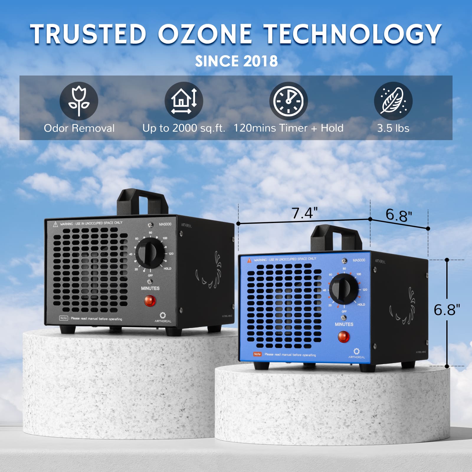 MA5000 Ozone Generator, Replaceable Ozone Plate Option – Airthereal, view 3