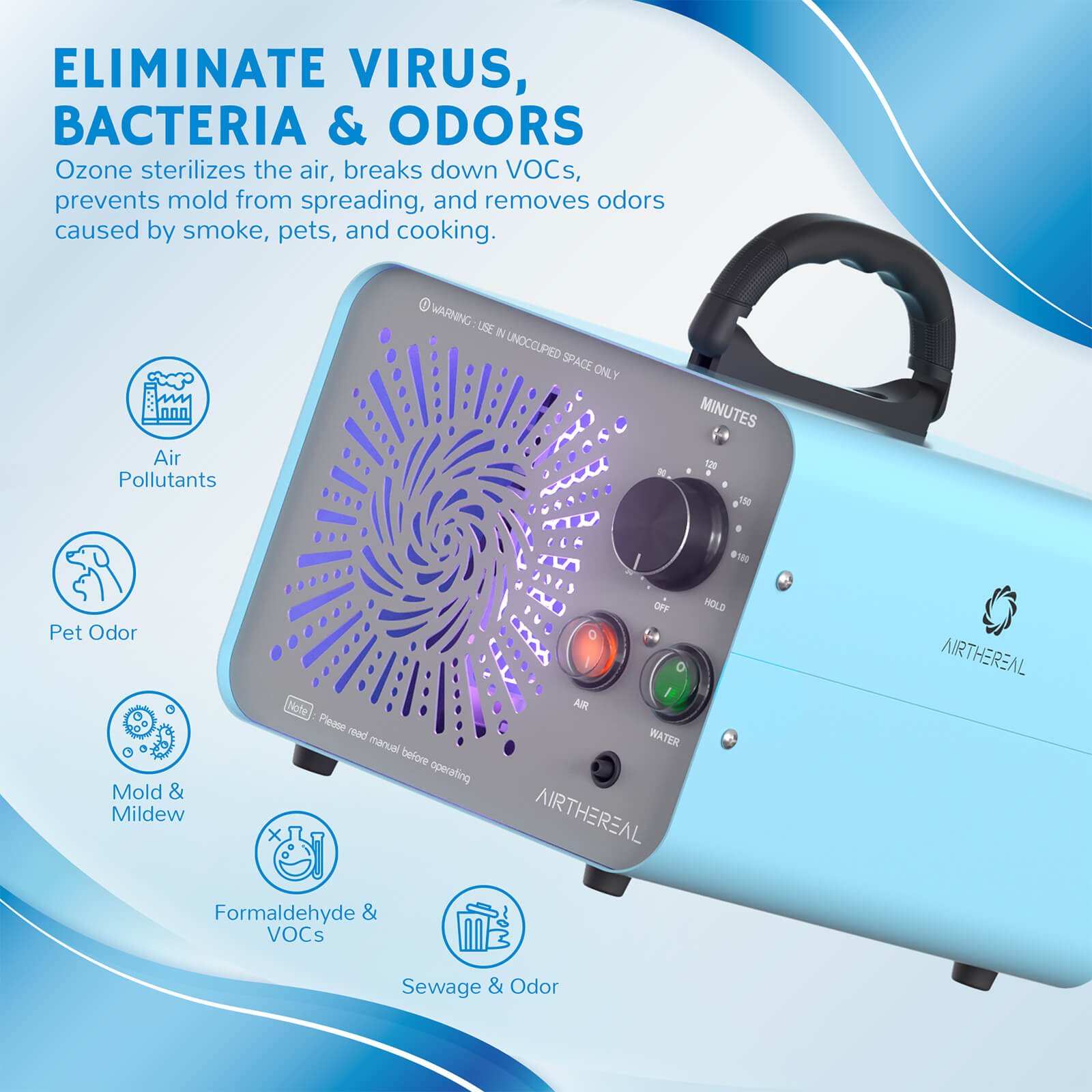 MA25L Dual-Mode Ozone Generator for Air & Water – Airthereal, view 5