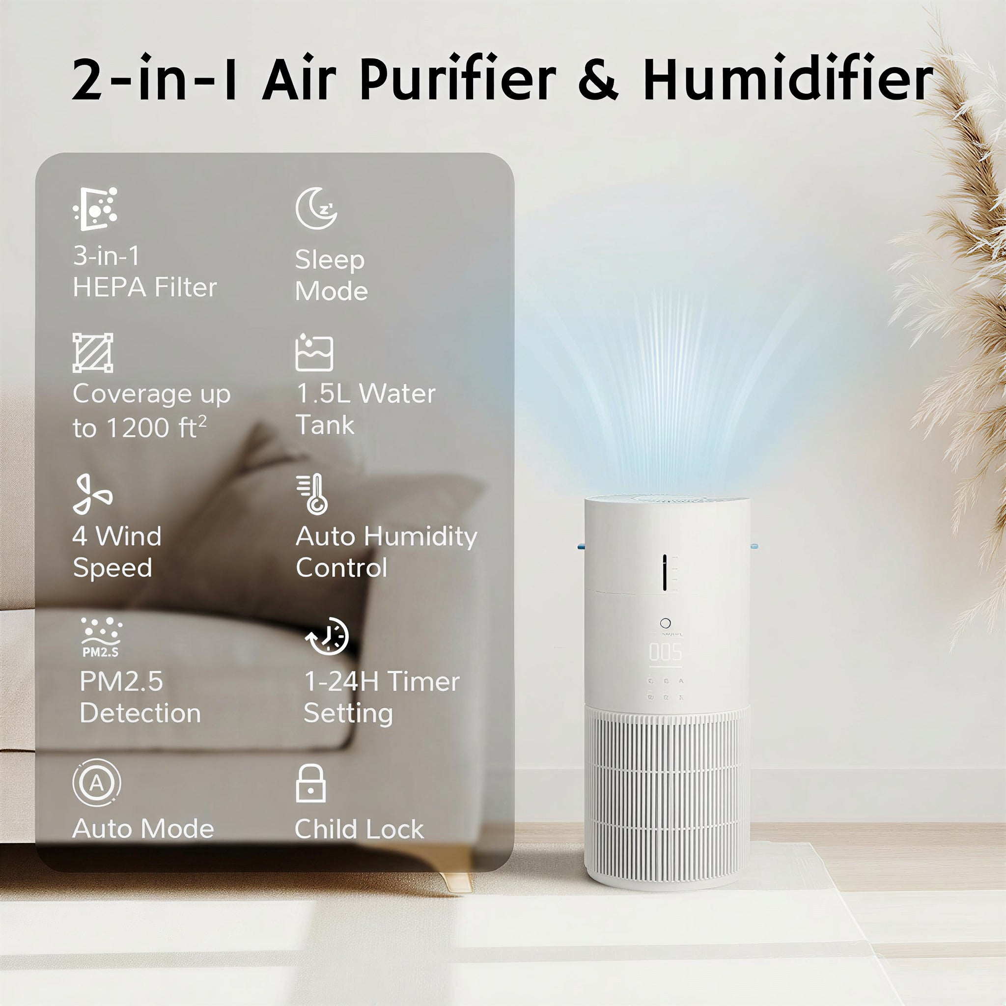 Ethereal Rain AEH300 Air Purifier & Humidifier Combo – Airthereal, view 4