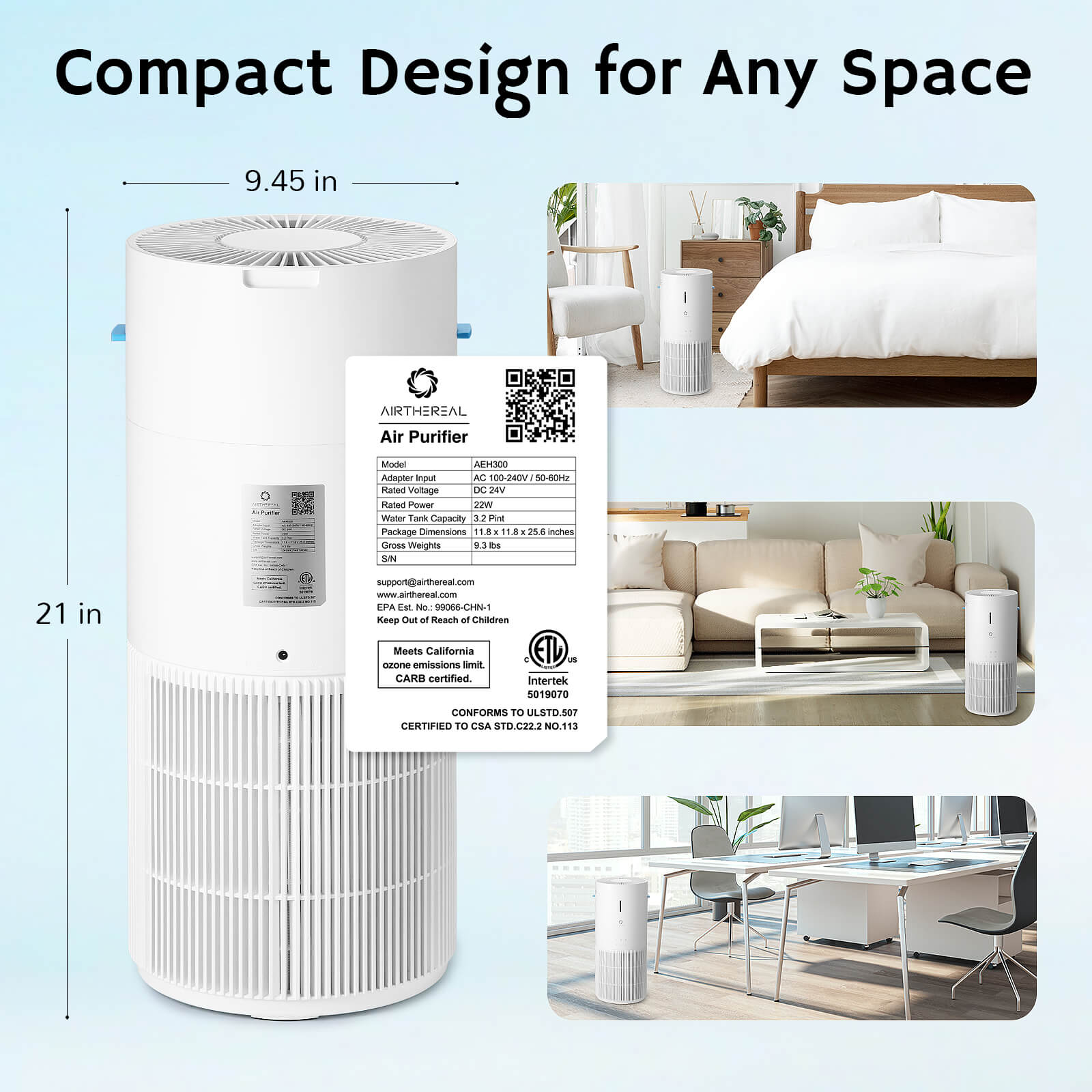 Ethereal Rain AEH300 Air Purifier & Humidifier Combo - European version – Airthereal, view 9